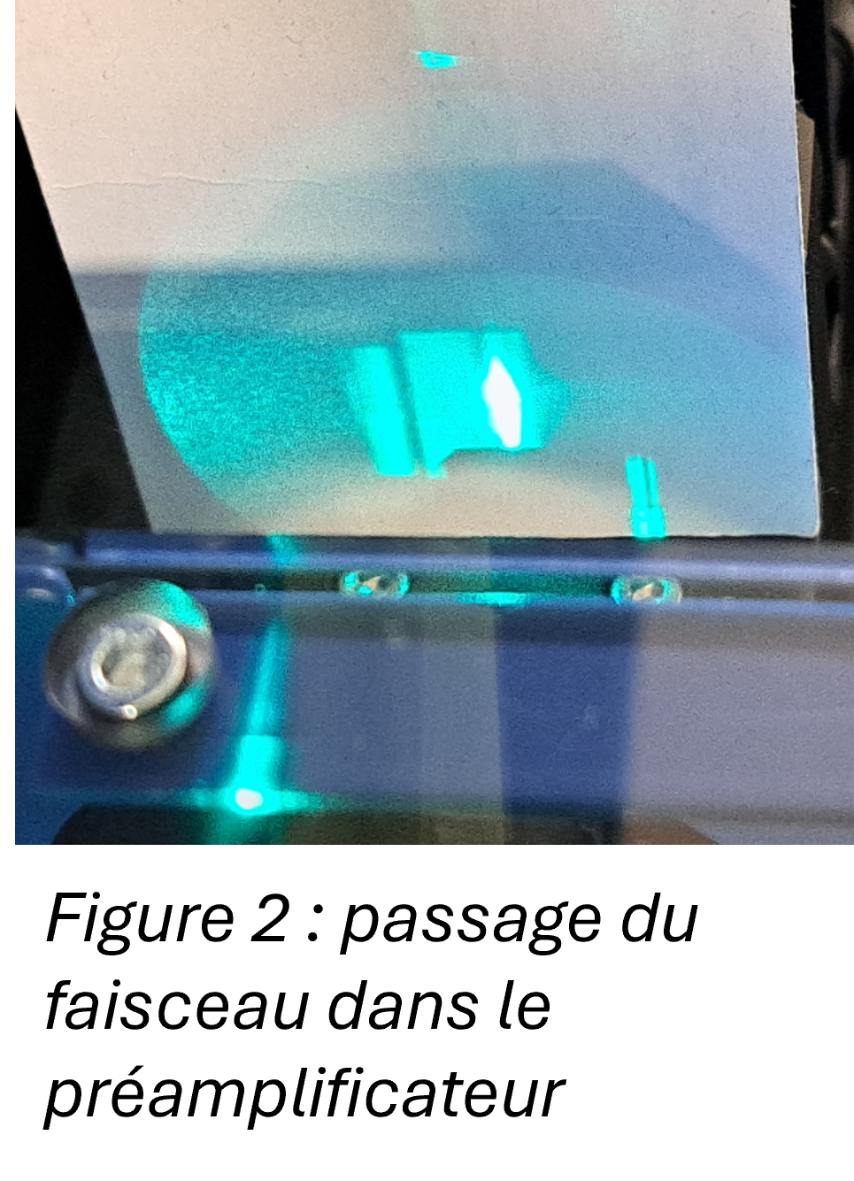 Figure 2 : passage du faisceau dans le préamplificateur